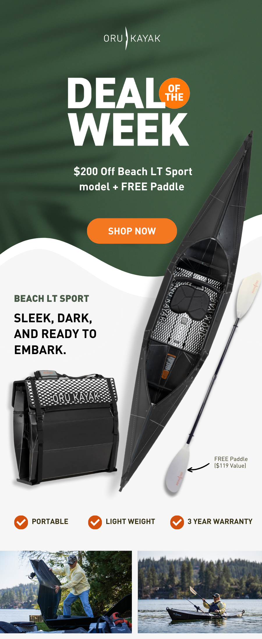 Beach LT Sport 200 off + Free Paddle Oru Kayak